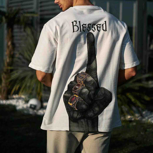 Men's white Blessed cotton T-shirt