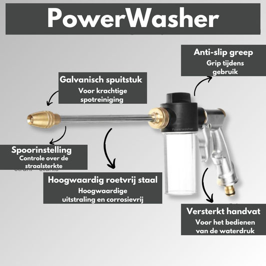 PowerWasher - Krachtige hogedrukreiniger voor elke tuinslang